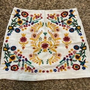 Bohemian Embroidered Mini Skirt